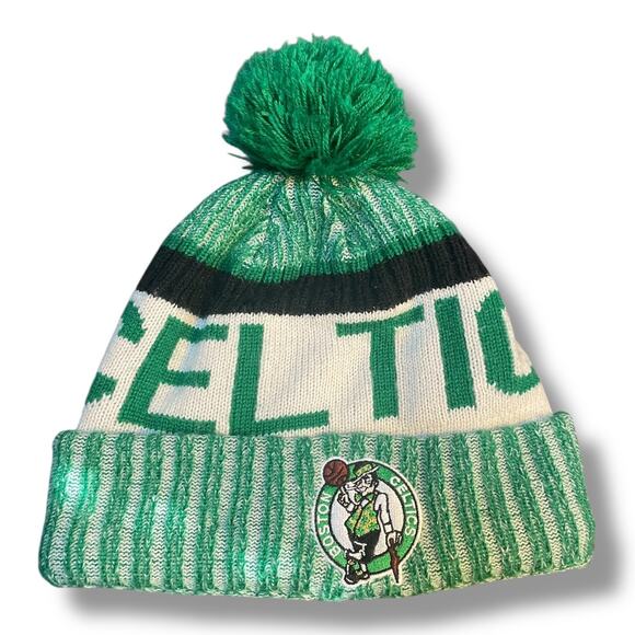 New Era Boston Celtics NBA Basketball Knit Beanie Hat Cap Cuff Pom Lined Wool - Picture 12 of 12